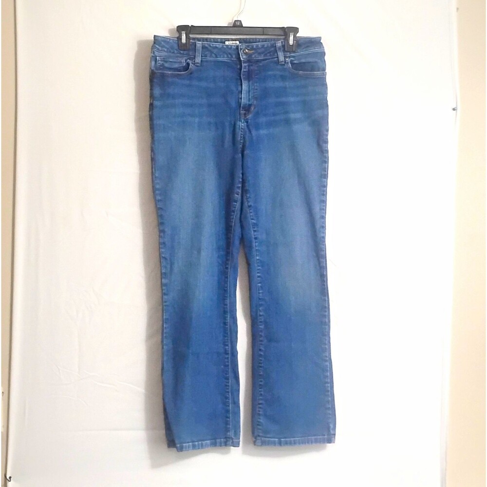 L.L.Bean Classic Fit Women's Size 14 Regular Medium Wash Stretch Straight Jeans